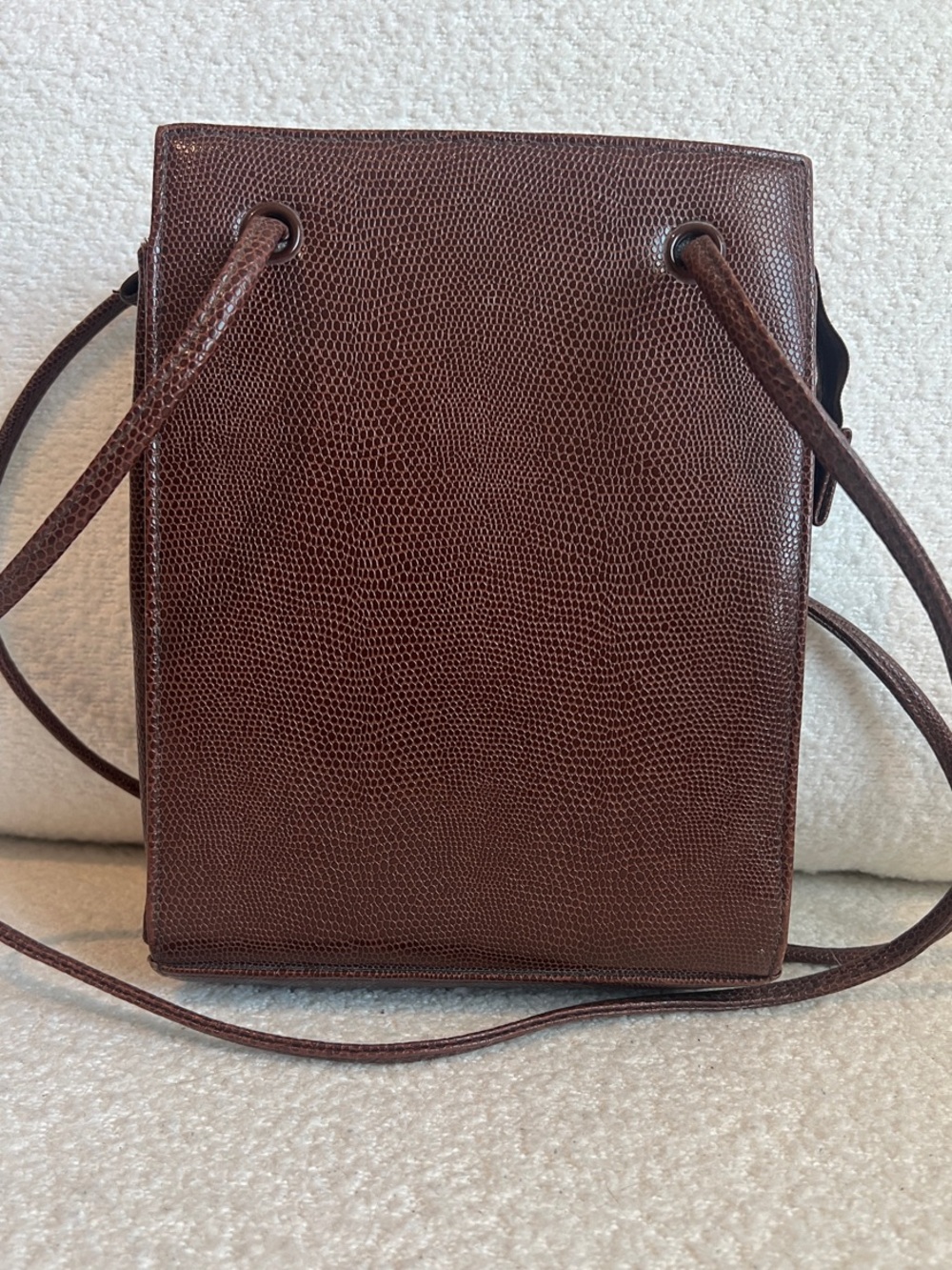 Vintage Y2K Via Piaggi Brown Textured Leather Minimalist Shoulder Bag